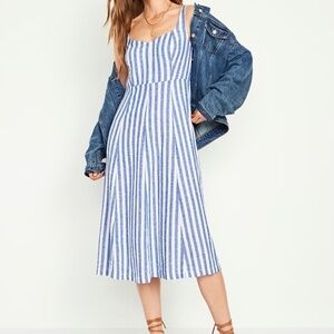 OLD NAVY fit & flare linen blend midi dress, size medium